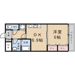 1LDK 間取り図