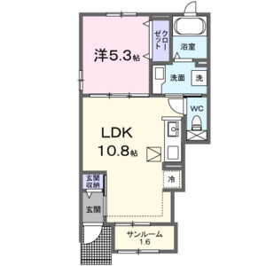1LDK 間取り図