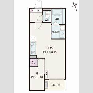 1LDK 間取り図