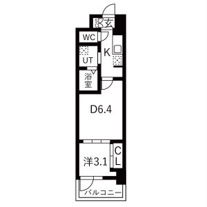 1DK 間取り図