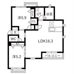 2LDK 間取り図