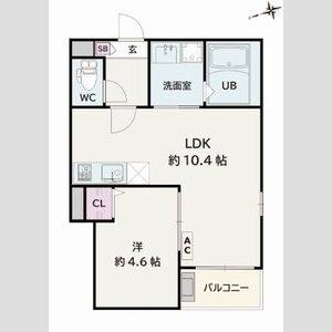 1LDK 間取り図