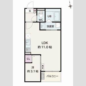 1LDK 間取り図