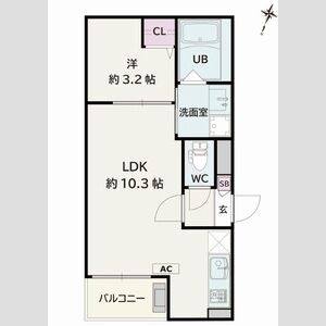 1LDK 間取り図