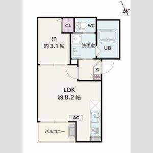 1LDK 間取り図