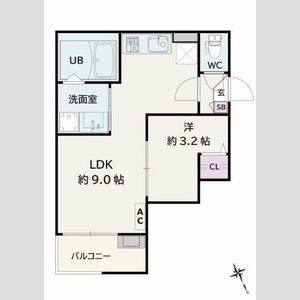 1LDK 間取り図