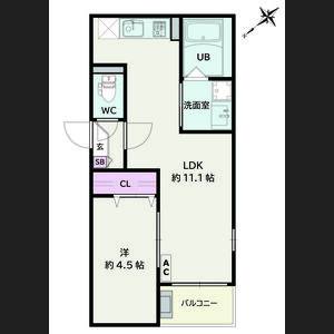 1LDK 間取り図