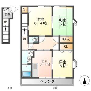 3DK 間取り図