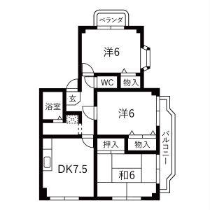 3DK 間取り図