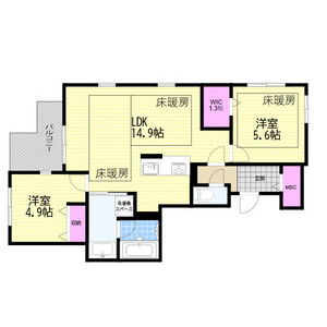 2LDK 間取り図
