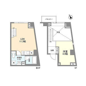 1LDK 間取り図