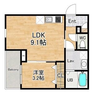 1LDK 間取り図