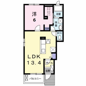 1LDK 間取り図