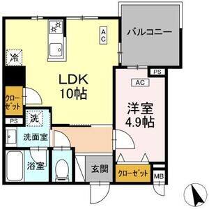 1LDK 間取り図