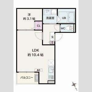 1LDK 間取り図