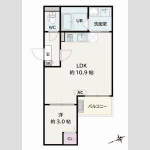 1LDK 間取り図