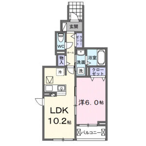 1LDK 間取り図