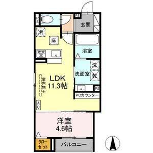 1LDK 間取り図