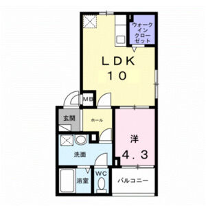 1LDK 間取り図