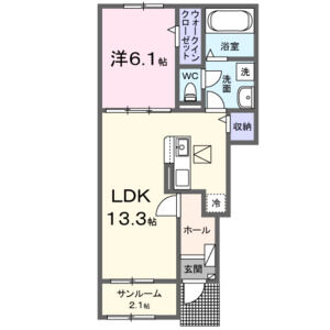 1LDK 間取り図