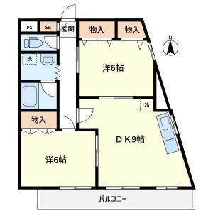 2DK 間取り図