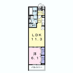 1LDK 間取り図
