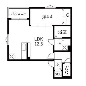 1LDK 間取り図