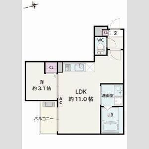 1LDK 間取り図