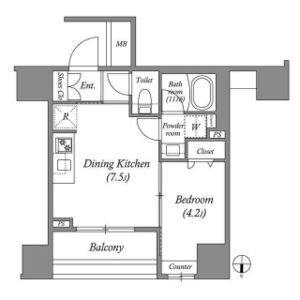 1DK 間取り図