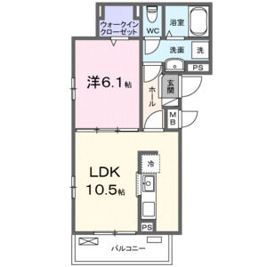 1LDK 間取り図