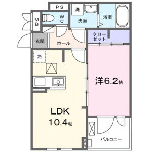 1LDK 間取り図