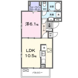 1LDK 間取り図