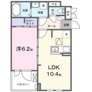 1LDK 間取り図