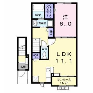 1LDK 間取り図