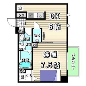 1DK 間取り図