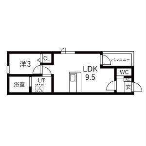 1LDK 間取り図
