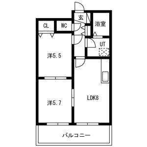 2DK 間取り図