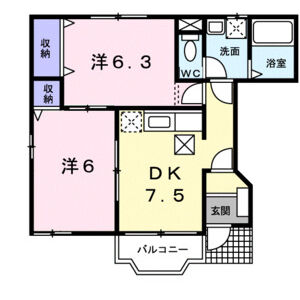 2DK 間取り図