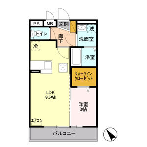 1LDK 間取り図