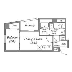 1DK 間取り図