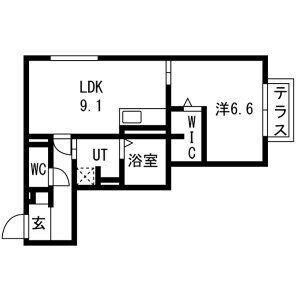 1LDK 間取り図