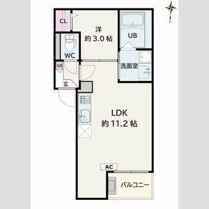 1LDK 間取り図