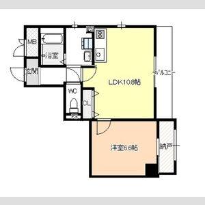 1LDK 間取り図