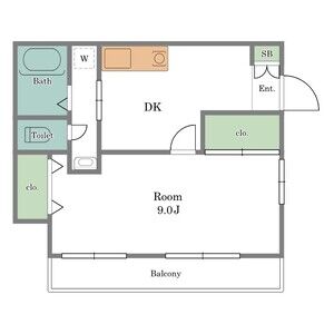 1DK 間取り図