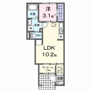 1LDK 間取り図