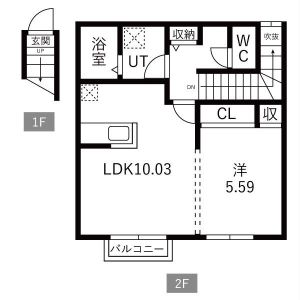 1LDK 間取り図