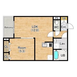 1LDK 間取り図