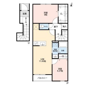 2LDK 間取り図