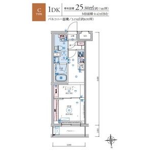 1DK 間取り図