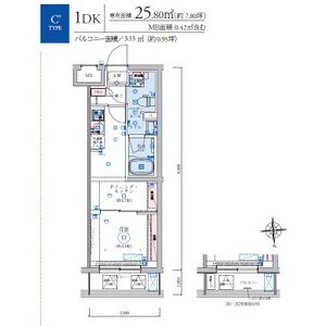 1DK 間取り図
